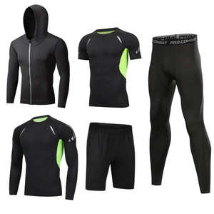 Personalisierbares Sportbekleidungs-Kompressionsset aus Polyester, schnelltrocknend und elastisch, 5-teilig, Trainingsbekleidung, Fitnessbekleidung für Herren, Fitnessstudio-Bekleidung - Product Image 5