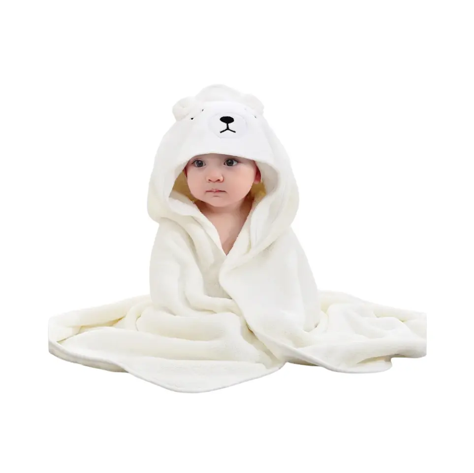 2024 di vendita calda di animali con cappuccio morbido per bambini mantello con cappuccio cartone animato bambino corallo pile per bambini asciugamano da bagno per bambini