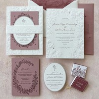 Suite d'invitations de mariage vintage européennes gaufrées, ensemble de cartes d'invitation personnalisées en papier floral pour anniversaire et fête