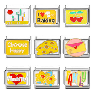 Bracelet à breloques italien de nouvelle série jaune mignon personnalisé en acier inoxydable paysage <span class=keywords><strong>saison</strong></span> bricolage italien - Product Image 2