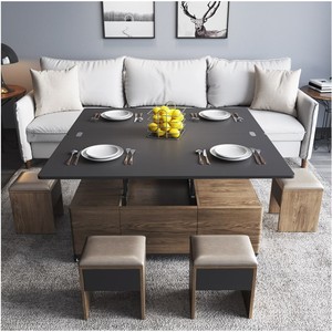 Style moderne pliable en bois thé table basse table à manger <span class=keywords><strong>pour</strong></span> meubles de salon avec 6 tabourets - Product Image 2