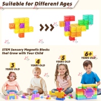 Set Kubus Magnet Transparan 3D Tren 2025, Mainan Magnet, Blok Bangunan Magnetik Kuat untuk Anak, Mainan Sensorik Ajaib untuk Anak