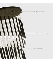 Lustre JACKSUN en fer forgé, grand modèle en spirale, 49 lumières, noir, pour plafond haut, 6000K, suspension de 3m, luminaire suspendu pour escalier, villa