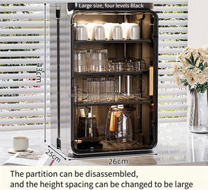 Organisateur de rangement en plastique avec porte pour salon Armoire de rangement pour gobelets en plastique transparent Boîte de rangement transparente pour gobelets et bouteilles anti-poussière - Product Image 2