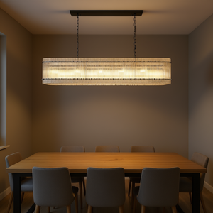 Modern Rectangular Crystal <b>Glass</b> Chandelier Black <b>Pendant</b> <b>Ceiling</b> Light Fixture For Dining Room Living Room - Product Image 2