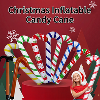 Canne à sucre gonflable de Noël de 115 cm en PVC, décoration de fête de Noël, accessoire et jouet de Noël, canne à sucre de Noël