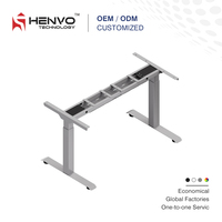 Henvo - Bureau debout électrique réglable pour bureau commercial - Cadre à double moteur - Conception ergonomique modulaire - Extensible - Montage facile