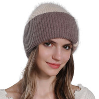 16 jaar fabriekservaring, op maat gemaakte wintermutsen van konijnenwol, gebreide schedelmutsen, warme zachte mutsen met contrastkleuren voor dames