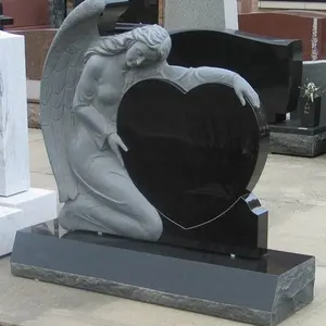 Custom Made Angel Carving Steen Graniet Hartvormige Grafsteen Graniet Grafsteen