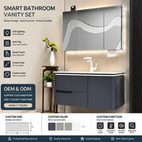 Meuble de salle de bain de style européen moderne avec miroir intelligent, étanche, suspendu, couleur et taille personnalisables, fabrication OEM