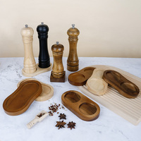 Plateau de Rangement pour Condiments en Bois Durable avec Base de Meulage pour la Cuisine à Domicile