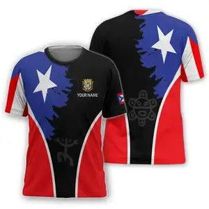 Nouveau personnalisé drapeau de Porto Rico édition limitée t-shirt décontracté prix de gros été col rond t-shirt surdimensionné chemises essentielles