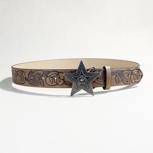 Sabuk kulit <span class=keywords><strong>Pu</strong></span> wanita, sabuk wanita pola bintang sederhana dan serbaguna dekorasi tipis, sabuk kulit <span class=keywords><strong>Pu</strong></span>, sabuk etnis kepribadian - Product Image 2