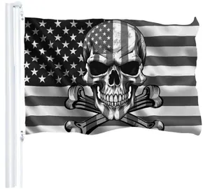 Bendera Amerika 3x5 kaki, untuk luar bajak laut, bendera AS, perahu hitam, tulang gua, dengan gromet kuningan