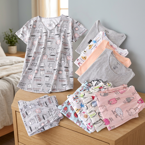 Conjunto de Pijama de 2 Piezas para Mujer, Transpirable, con Cintura Elástica, Manga Corta, Ropa de Dormir para Primavera/Verano, ODM - Product Image 2