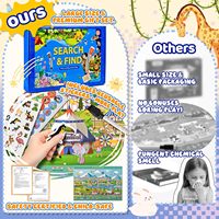 Grands livres de recherche et de découverte réutilisables pour enfants avec 4 marqueurs effaçables à sec et autocollants, livre d'images cachées