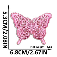 Nuevo Diseño de Parche Bordado Termoadhesivo de Mariposa Colorida con Purpurina, de Fieltro No Tejido y Poliéster, para Decoración de Gorras y Sudaderas