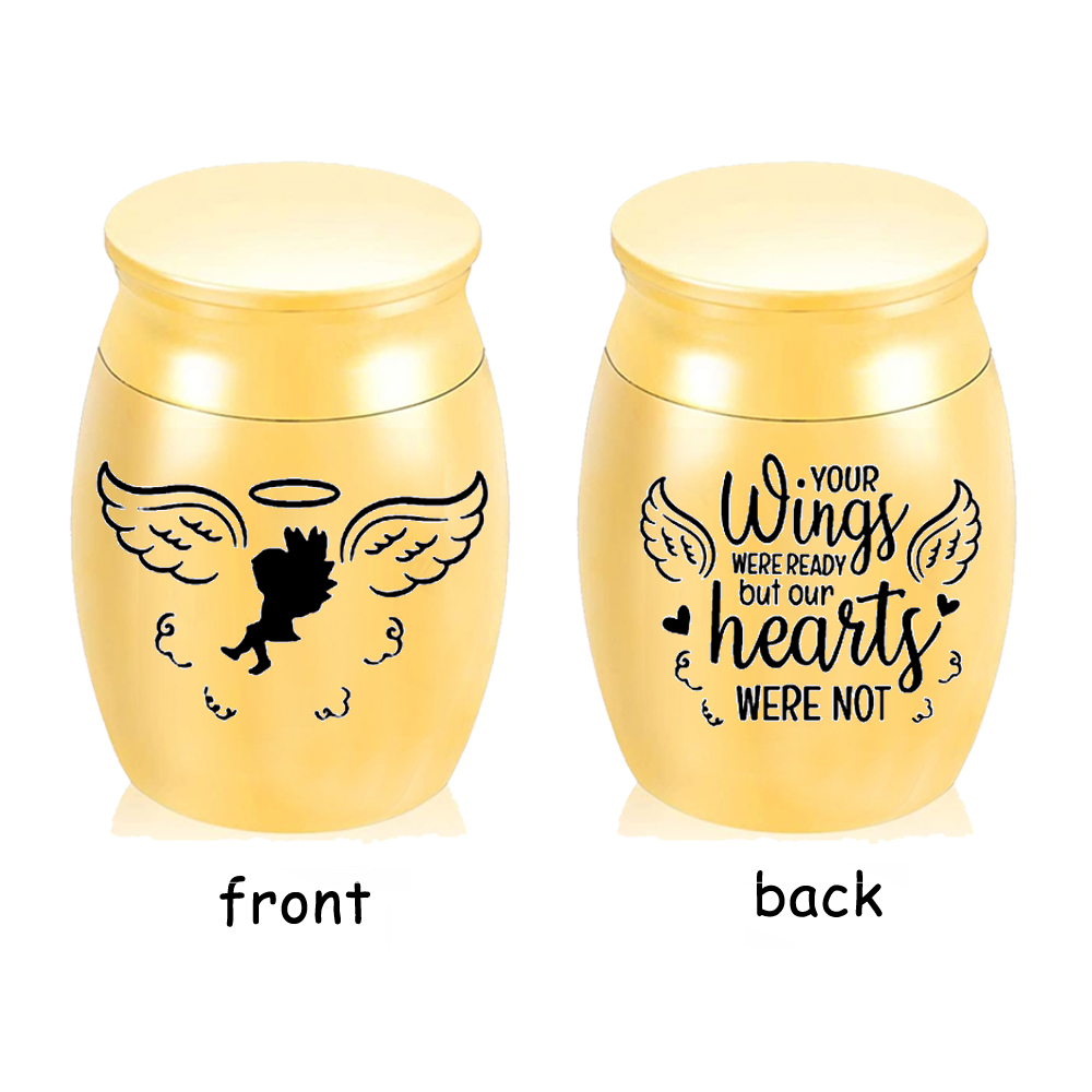 Золотые урны для кремации, урны для домашних питомцев, урны для собачьего золы, урны для кремации, крылья из нержавеющей стали, бутылка для кремации
