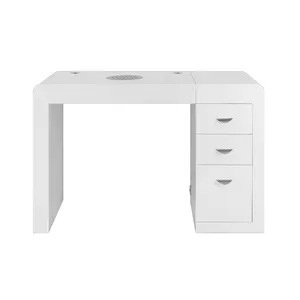 Table multifonctionnelle de salon de manucure Table de manucure moderne en bois blanc avec dépoussiéreur