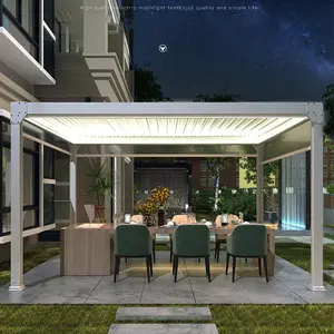 Pérgola de cierre de apertura para techo de jardín antiguo, pérgola de Metal con lados retráctiles