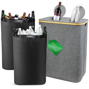 Contenedor de colección de botellas de depósito 2 compartimentos, almacenamiento de botellas de depósito de 140 L, contenedor de botellas de depósito plegable - Product Image 1