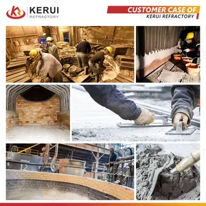 KERUI Cement Kilns Self Flowing Low Cement Mortar Unshaped Refractory Material Corundum Mullite Refractory Castable