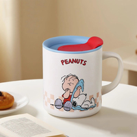 Mug à lait isotherme pour enfants Snoopys, en acier inoxydable 316, tasse à eau pour le petit-déjeuner pour enfants avec couvercle, anti-goutte, poignée de dessin animé, mug à boire