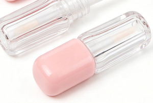 Tube de brillant à lèvres transparent rose brillant à rayures verticales, vide, 6 ml, pour huile à lèvres, contenant cosmétique - Product Image 4
