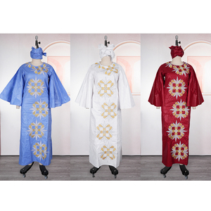 <span class=keywords><strong>Robe</strong></span> longue H&D S11112 en broderie africaine <span class=keywords><strong>Bazin</strong></span> Riche pour femmes, nouveaux modèles, <span class=keywords><strong>robe</strong></span> blanche avec foulard - Product Image 4