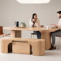 Table à manger rectangulaire moderne de luxe, extensible et pliable, en bois massif, pour 4-8-10-12-14 personnes, durable, écologique, pour la maison et l'hôtel