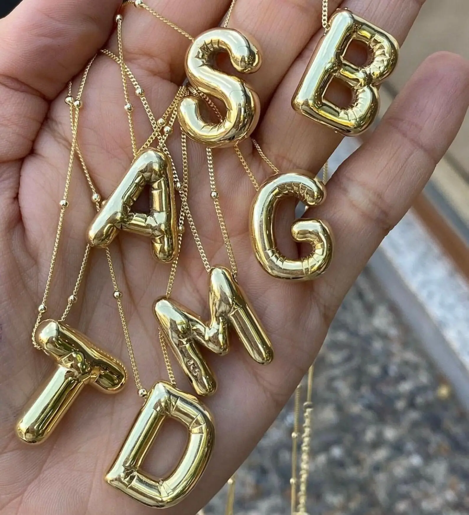 INS New fashion Tarnish free stainless steel alphabet balloon initial letter pendant necklace