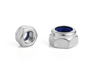 Fasteners Lock nut hexagon SS304 SS316 stainless steel metal nut hex nylon lock nut and bolt