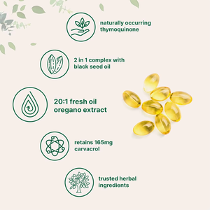 อาหารเสริมแบบซอฟต์เจลธรรมชาติ OEM/ODM 6000 มก. สารสกัดน้ำมันออริกาโนออร์แกนิก น้ำมันเมล็ดดำ แคปซูลนิ่ม เสริมภูมิคุ้มกันสำหรับผู้ใหญ่ 300 แคปซูล - Product Image 3