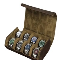 Boîte de rangement pour montres mécaniques en cuir faites à la main Boîte de montre portable rétro Crazy Horse en cuir 8 bits