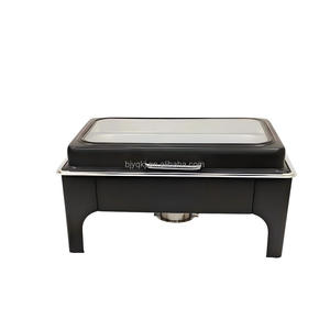Yuqi Schwarz 9L Hydraulischer Rechteckiger Chafing Dish Buffet Catering Edelstahl Luxus Hotel Speisenwärmer Ofen Dampfheizung - Product Image 4