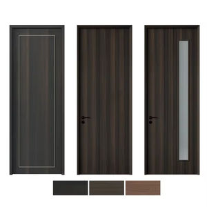 Chapa de madera de piel moderna Diseños personalizados <span class=keywords><strong>Puertas</strong></span> correderas interiores de madera de núcleo sólido precolgadas impermeables con marco - Product Image 2