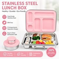 Sac à dos Aohea - Étanche, 5 compartiments, acier inoxydable 304, boîte à bento pour enfants, garçons et filles, conteneur alimentaire