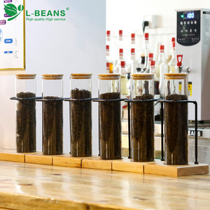 Exhibidor de Té de Vidrio de 1.4L con Base de Madera y Marco Metálico para Almacenamiento de Granos de Café - Product Image 3