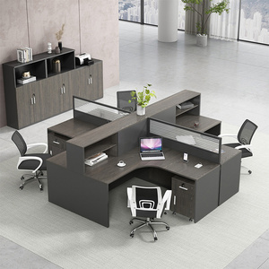 4 chỗ ngồi Tủ phân vùng MDF bàn văn phòng trung tâm cuộc gọi nhân viên bàn gỗ văn phòng tủ bàn làm việc bàn văn phòng mô-đun - Product Image 1