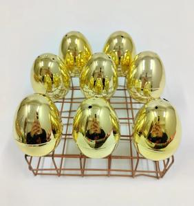 도매 전기도금 페인팅 부활절 달걀 6cm 플라스틱 금색 달걀 전기도금 부활절 프린트 달걀 개봉 - Product Image 6