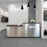 Mostrador de Servicio CR200 en Forma de I, Estilo Moderno, Madera MDF, Contorno Ondulado, Mostrador de Bienvenida para Vestíbulo de Hotel y Centro de Spa