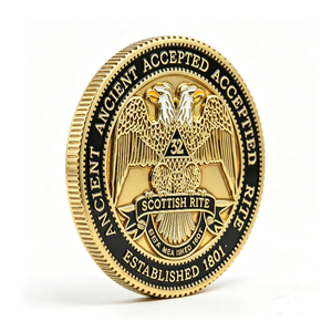 Moneda Conmemorativa de Aleación de Zinc con Impresión UV y Esmalte, Diseño de Águila de Dos Cabezas del Rito Escocés, Regalo para Navidad y el Día de la Madre - Product Image 3