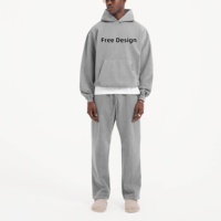Survêtements avec logo gratuit personnalisés Ensemble sweat à capuche en éponge française Survêtements surdimensionnés en coton polaire épais pour hommes