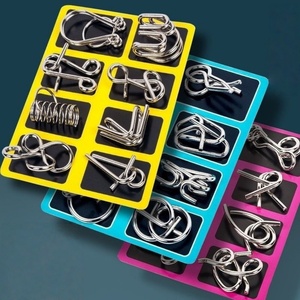 Juego de 8 piezas de rompecabezas de metal con anillos de liberación y nueve eslabones, juguete educativo con hebilla inteligente, regalo para niños y estudiantes - Product Image 5