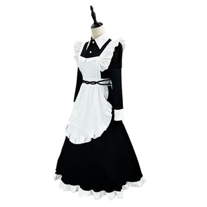 Japanese Classic Maid Outfit Cosplay Costume Black With Pocket Polyester Fall 2024 - Product Image 4
