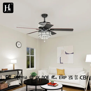 American retro chandelier <b>ceiling</b> fan for dining room, crystal fan <b>light</b> with <b>remote</b> <b>control</b>, flush mount <b>ceiling</b> <b>light</b> - Product Image 3