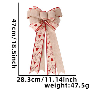 Grand nœud de Noël 17 pouces 18 pouces, nœud à carreaux rouge et vert pour couronne, sommet d'arbre, décoration extérieure - Product Image 6