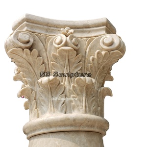 Columna de piedra de mármol beige tallada a mano <span class=keywords><strong>Capital</strong></span> Piedra Columna romana <span class=keywords><strong>Capital</strong></span> - Product Image 1