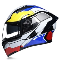 Casque de moto intégral SLKE unisexe, avec aileron personnalisé, double lentille, style tout-terrain hivernal, à rabat en ABS
