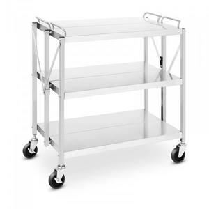 Chariot de <span class=keywords><strong>service</strong></span> pliable à 3 couches Chariot de cuisine <span class=keywords><strong>commercial</strong></span> en plastique Économisez de l'espace de stockage - Product Image 4